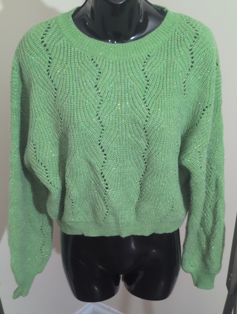 Cider | Green Women's Knit Sweater with Subtle Sparkle
